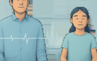 Illustration moderne montrant la cohérence cardiaque comme outil simple pour apaiser le stress et soutenir la récupération. L’image évoque le calme, la concentration et l’énergie retrouvée dans un contexte scolaire et professionnel.